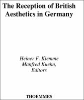 Reception of British Aesthetics in Germany.