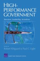 High-Performance Government : Structure, Leadership, Incentives.