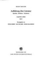 Aufklärung über Literatur : ausgewählte Aufsätze /