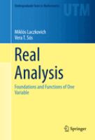 Real analysis : foundations and functions of one variable /