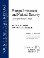 Foreign investment and national security getting the balance right /
