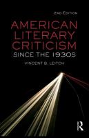 American literary criticism since the 1930s