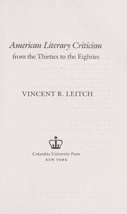 American literary criticism from the thirties to the eighties /