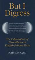 But I digress : the exploitation of parentheses in English printed verse /