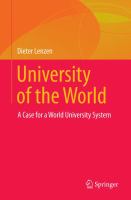 University of the World A Case for a World University System /