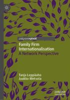 Family Firm Internationalisation A Network Perspective /