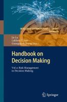 Handbook on Decision Making : Vol 2: Risk Management in Decision Making.