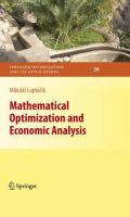 Mathematical optimization and economic analysis