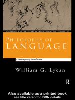 Philosophy of language a contemporary introduction /