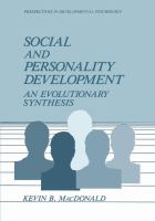 Social and personality development : an evolutionary synthesis /