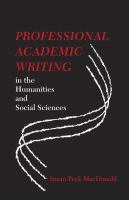 Professional academic writing in the humanities and social sciences /