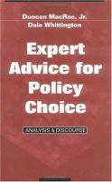 Expert advice for policy choice : analysis and discourse /
