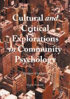 Cultural and critical explorations in community psychology the inner city intern /