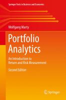 Portfolio Analytics An Introduction to Return and Risk Measurement /