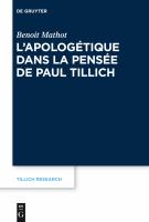 L'apologétique dans la pensée de Paul Tillich