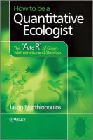 How to be a quantitative ecologist the 'A to R' of green mathematics and statistics /