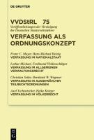 Verfassung als Ordnungskonzept Berichte und Diskussionen auf der Tagung der Vereinigung der Deutschen Staatsrechtslehrer in Speyer vom 7.-10. Oktober 2015 /