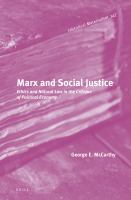 Marx and social justice ethics and natural law in the critique of political economy /