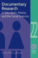 Documentary research in education, history, and the social sciences