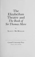The Elizabethan Theatre and "The Book of Sir Thomas More'' /