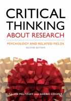 Critical thinking about research : psychology and related fields /