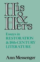 His and hers : essays in Restoration and eighteenth-century literature /