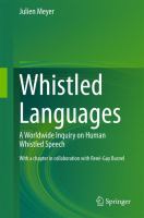 Whistled Languages A Worldwide Inquiry on Human Whistled Speech /