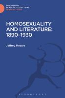 Homosexuality and literature, 1890-1930