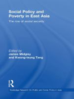 Social Policy and Poverty in East Asia : The Role of Social Security.