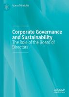 Corporate Governance and Sustainability The Role of the Board of Directors /