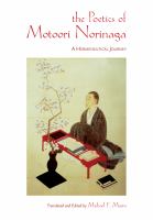 The poetics of Motoori Norinaga : a hermeneutical journey /