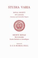 Studia Varia : (Royal Society of Canada, Literary and Scientific Papers).