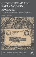 Quoting death in early modern England : the poetics of epitaphs beyond the tomb /