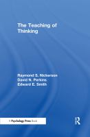 The teaching of thinking /