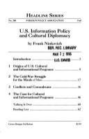 U.S. information policy and cultural diplomacy /