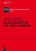 Richtlinien Für Die OPAC-Anzeige.