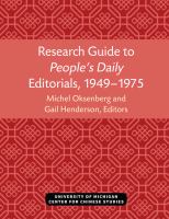 Research guide to People's daily editorials, 1949-1975