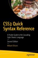 CSS3 Quick Syntax Reference A Pocket Guide to the Cascading Style Sheets Language /