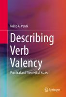 Describing Verb Valency Practical and Theoretical Issues /