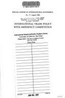 International trade policy with imperfect competition /