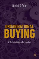 Organisational Buying A Multidisciplinary Perspective /