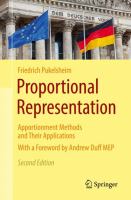 Proportional Representation Apportionment Methods and Their Applications /