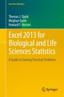 Excel 2013 for Biological and Life Sciences Statistics A Guide to Solving Practical Problems /