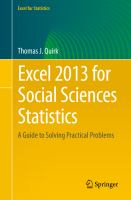 Excel 2013 for Social Sciences Statistics A Guide to Solving Practical Problems /