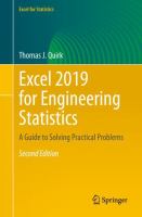 Excel 2019 for Engineering Statistics A Guide to Solving Practical Problems /
