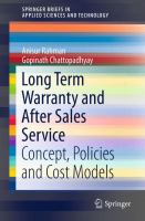 Long Term Warranty and After Sales Service Concept, Policies and Cost Models /