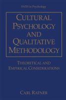 Cultural psychology and qualitative methodology : theoretical and empirical considerations /