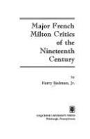 Major French Milton critics of the nineteenth century /