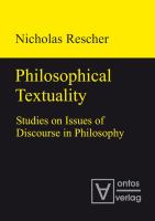 Philosophical Textuality : Studies on Issues of Discourse in Philosophy.