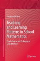Teaching and Learning Patterns in School Mathematics Psychological and Pedagogical Considerations /